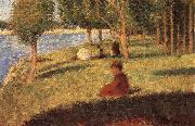Georges Seurat The Person sat on the Lawn oil painting reproduction